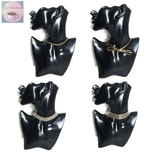 Set Of 4 Costume Fashion Chokers Metallic Gold